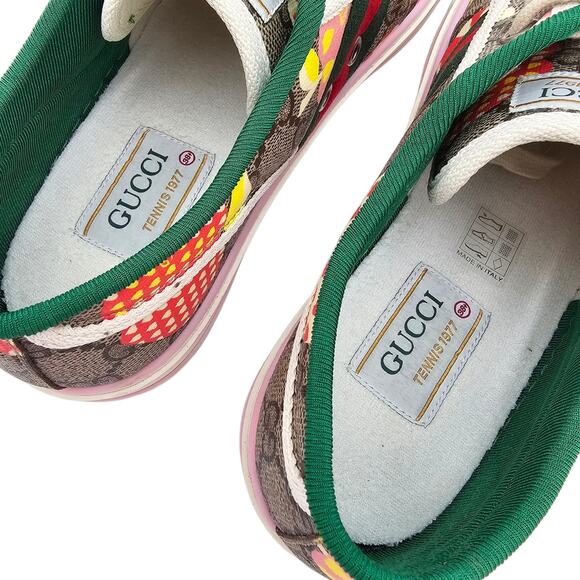 Gucci GG Supreme Canvas Tennis 1977 Sneaker Pink Red Apple Size 38.5 US 8.5 - Picture 10 of 11